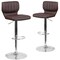 Merrick Lane Set of Two Swivel Bar Stools with Vertical Stitched Back and Adjustable Chrome Base with Footrest